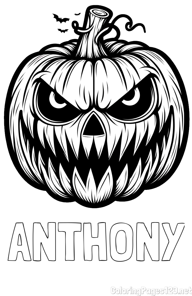 ANTHONY Coloring Page alongside Evil Pumpkin Face Coloring Page