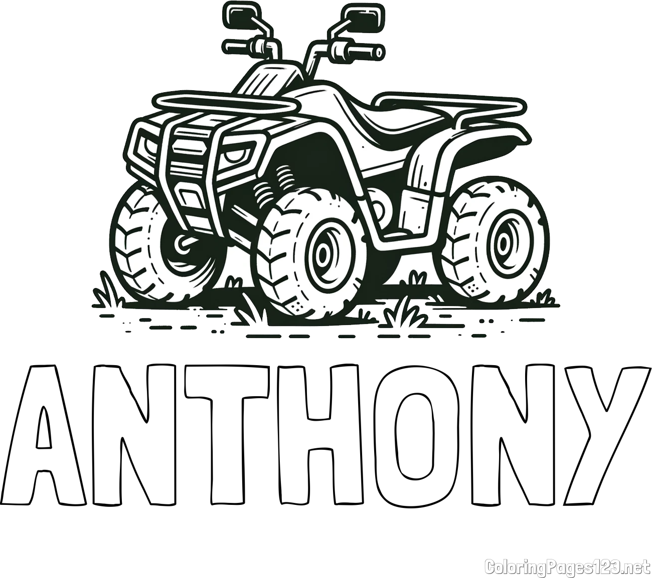 ANTHONY Coloring Page and Four-Wheeler Coloring Page