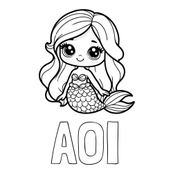 Online Created Coloring Page - AOI Coloring Page and Coloring Page of a Very Cute Little Mermaid