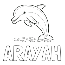 Online Created Coloring Page - ARAYAH Coloring Page and Children's Coloring Page of a Smiling Dolphin Jumping