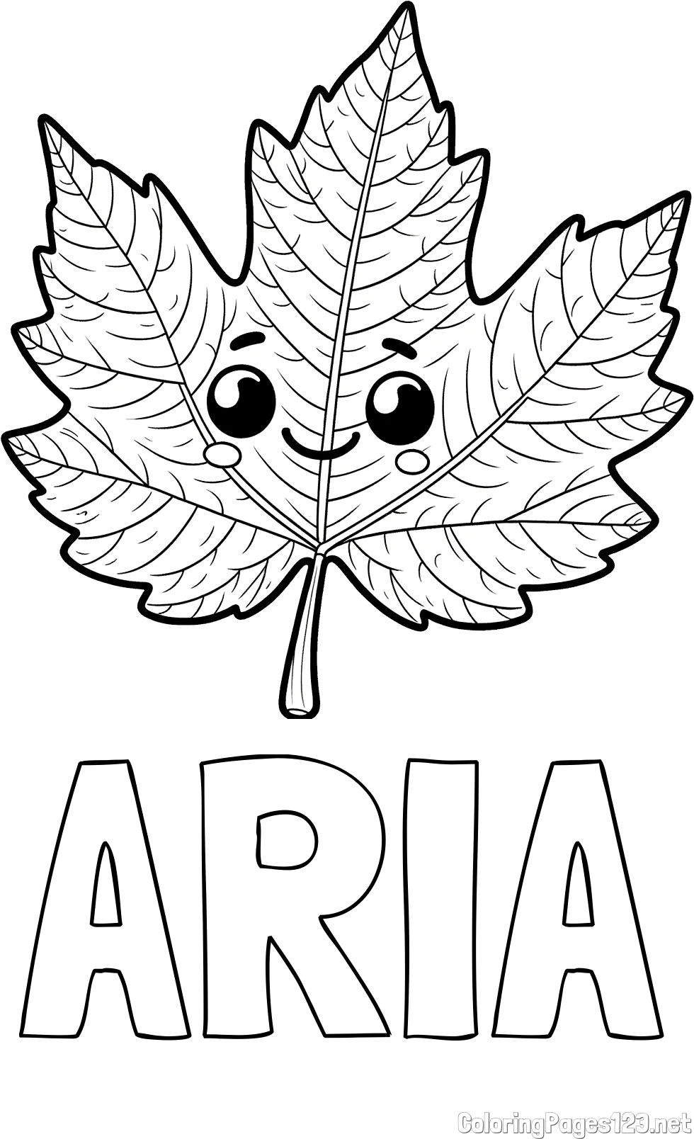 ARIA Coloring Page and Smiling Leaf Coloring Page for Kids