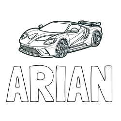 Online Created Coloring Page - ARIAN Coloring Page and Coloring Page of a Fast Sport's Car