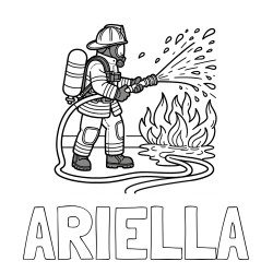 Online Created Coloring Page - ARIELLA Coloring Page and A coloring page of a firefighter and a big fire