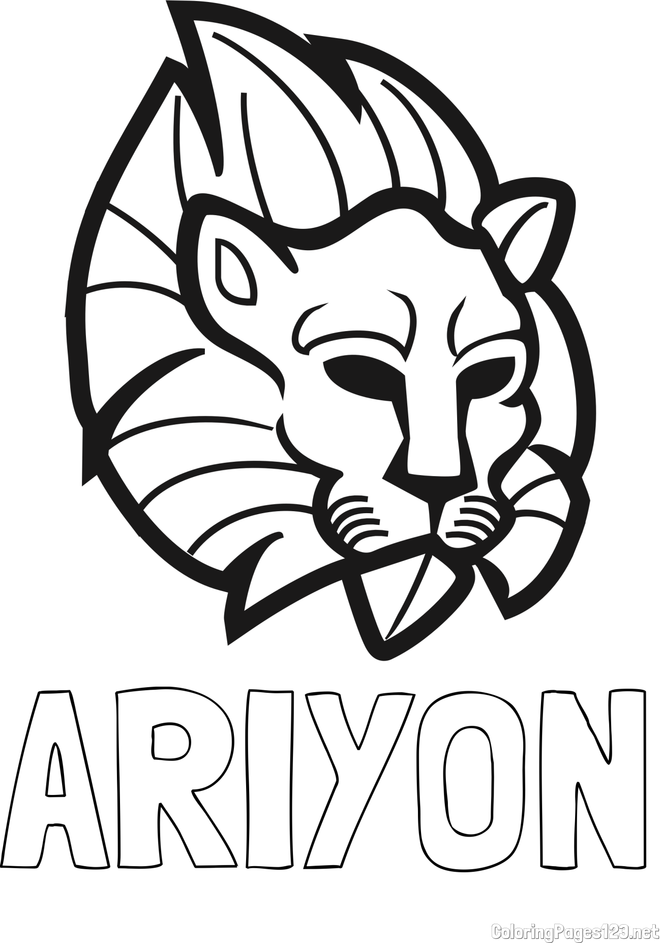 ARIYON Coloring Page and Abstract Lion Face Coloring Page