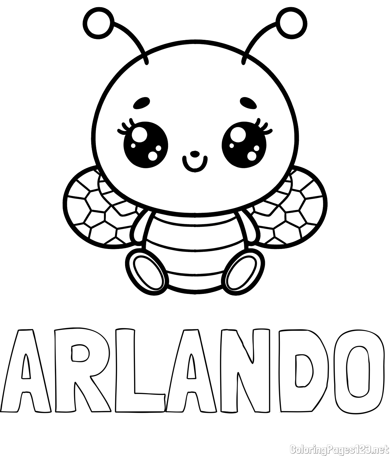 ARLANDO Coloring Page and Children's Coloring Page of a Cute Bee