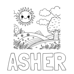 Online Created Coloring Page - ASHER Coloring Page and Sunny Nature Coloring Page