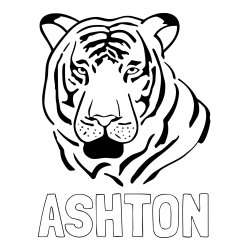 Online Created Coloring Page - ASHTON Coloring Page and Tiger Head Coloring Page