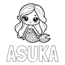 Online Created Coloring Page - ASUKA Coloring Page and Coloring Page of a Very Cute Little Mermaid