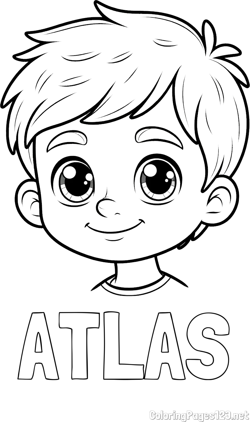 ATLAS Coloring Page and Boy Face Coloring Page