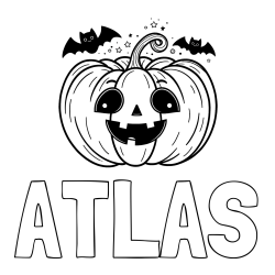 Online Created Coloring Page - ATLAS Coloring Page and Halloween Pumpkin and Bats Coloring Page