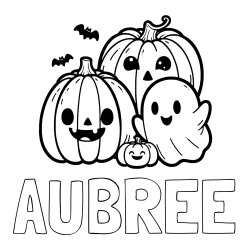 Online Created Coloring Page - AUBREE Coloring Page and Halloween Pumpkin and Ghost Coloring Page