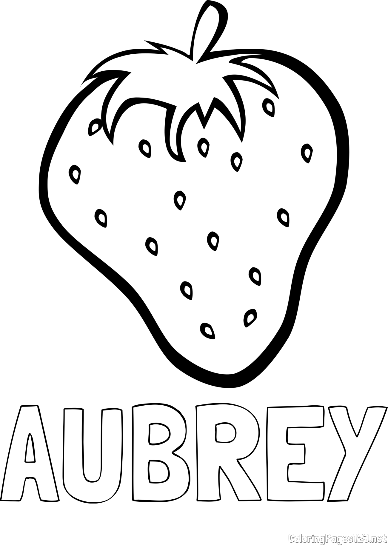 AUBREY Coloring Page and Simple Strawberry Coloring Page
