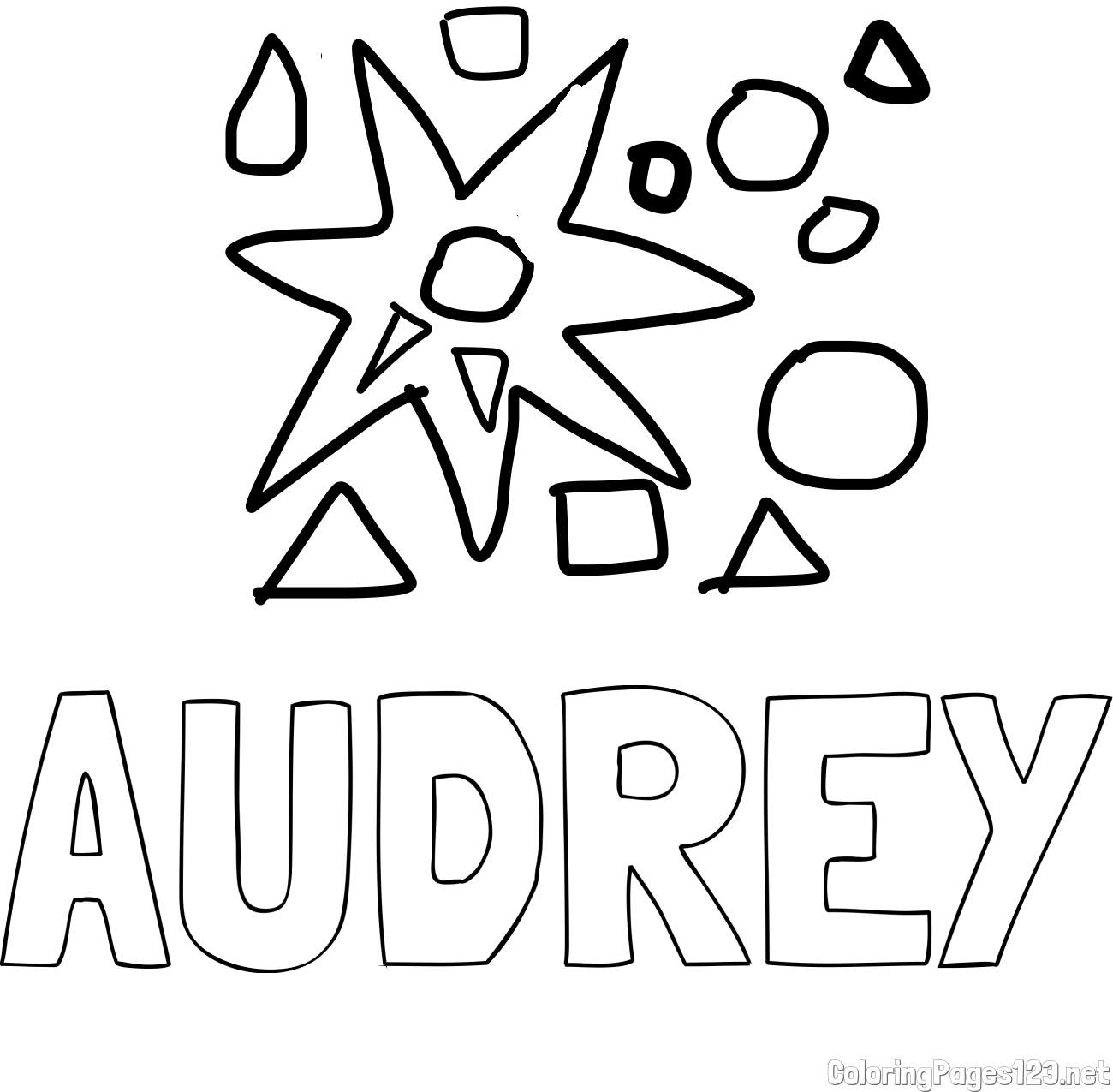 AUDREY Coloring Page and Shapes
