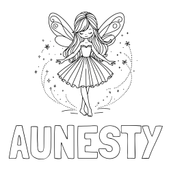 Online Created Coloring Page - AUNESTY Coloring Page alongside Coloring Page of a Cute Magical Fairy