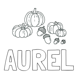 Online Created Coloring Page - AUREL Coloring Page and Autumn Harvest Coloring Page - Acorns and Pumpkins