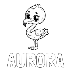 AURORA Coloring Page alongside Coloring Page of an Adorable Flamingo with Big, Cute Eyes