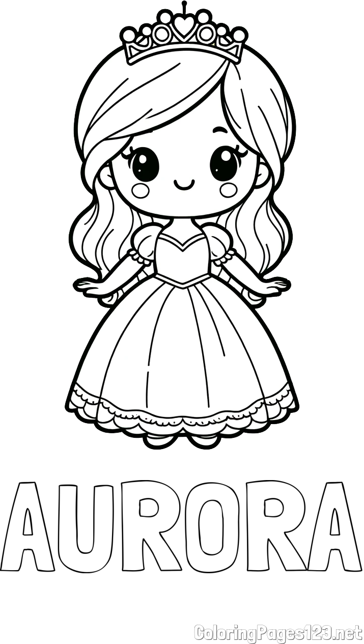 AURORA Coloring Page and Coloring Page of a Cute Princess