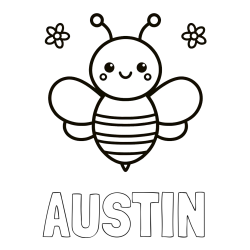 Online Created Coloring Page - AUSTIN Coloring Page and Children's Bee Coloring Page