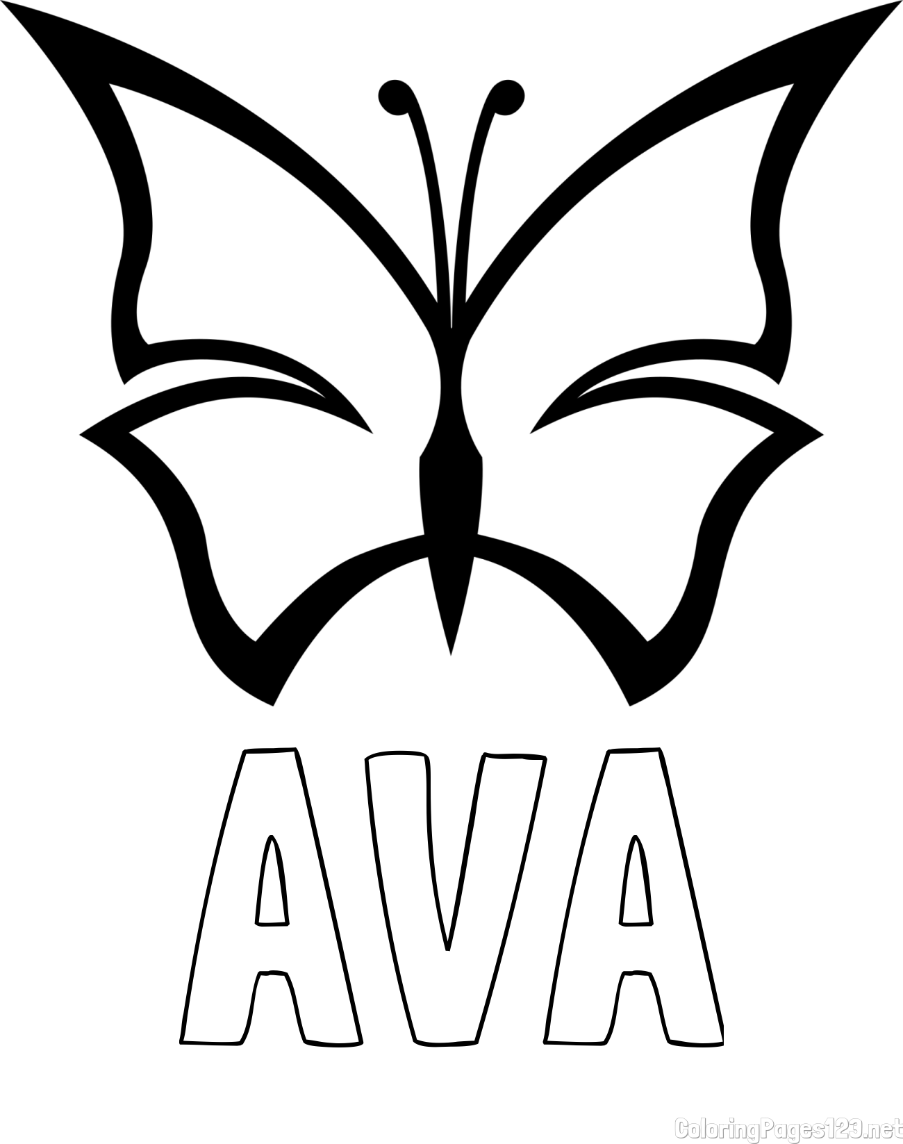 AVA Coloring Page alongside Easy Coloring Page of a Butterfly