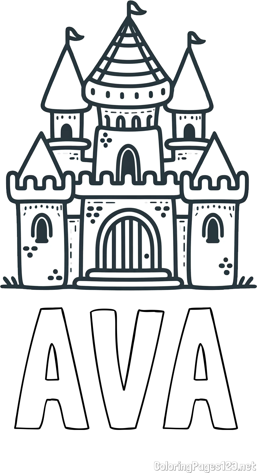 AVA Coloring Page and Beautiful Castle Coloring Page for Kids