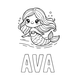 AVA Coloring Page and Coloring Page of a Cute Mermaid