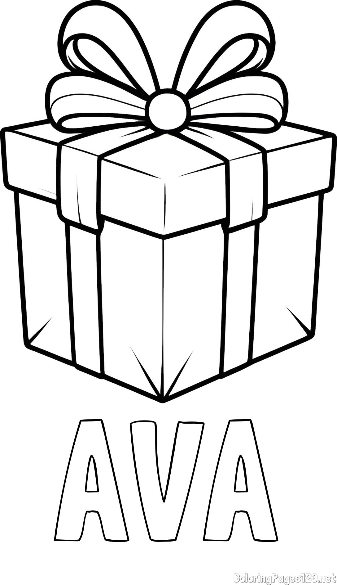 AVA Coloring Page and Gift Box with Ribbon Coloring Page