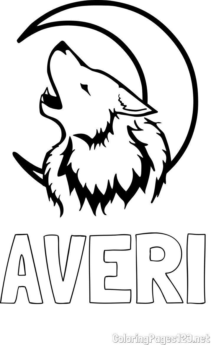 AVERI Coloring Page and Howling Wolf Coloring Page