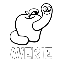 Online Created Coloring Page - AVERIE Coloring Page and Apple and Smiling Worm Coloring Page
