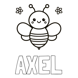 AXEL Coloring Page and Children's Bee Coloring Page
