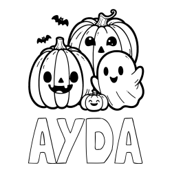 Online Created Coloring Page - AYDA Coloring Page and Halloween Pumpkin and Ghost Coloring Page