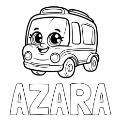Online Created Coloring Page - AZARA Coloring Page and Coloring Page of a Smiling Bus