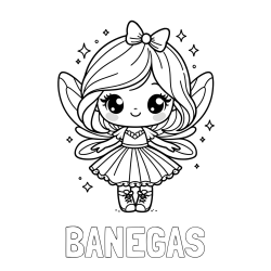 BANEGAS Coloring Page and Coloring Page of a Magical Fairy with a Cute Face
