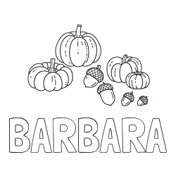 Online Created Coloring Page - BARBARA Coloring Page and Autumn Harvest Coloring Page - Acorns and Pumpkins