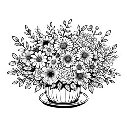 Beautiful Bouquet of Flowers Coloring Page