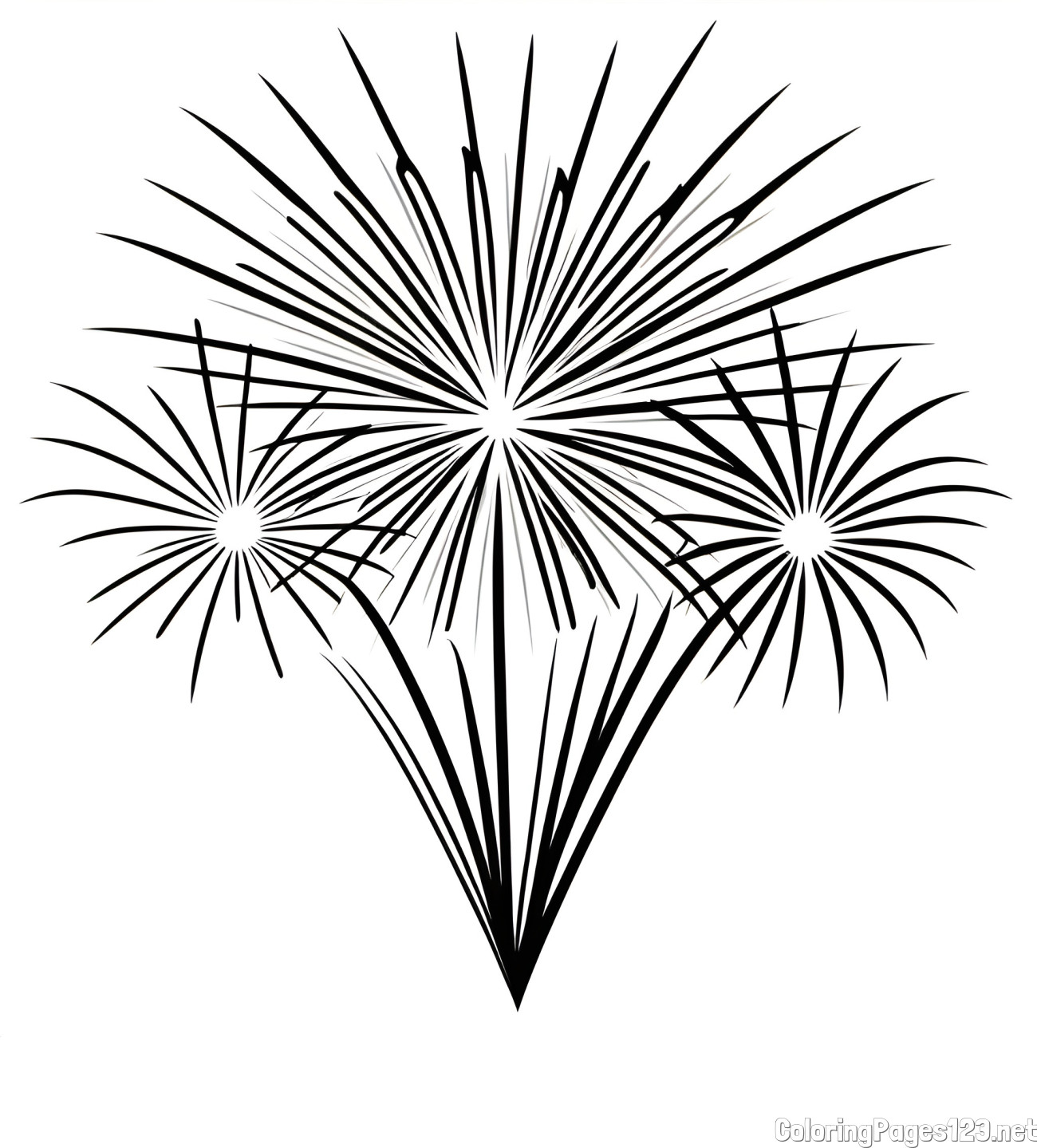 Beautiful New Year’s Fireworks Coloring Page