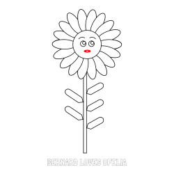 Online Created Coloring Page - BERNARD LOVES OFELIA Coloring Page and Simple Cute Flower Coloring Page