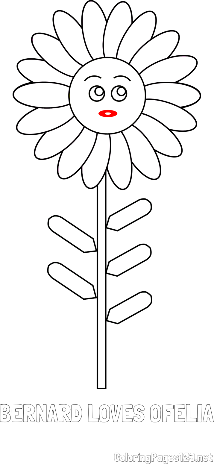 BERNARD LOVES OFELIA Coloring Page and Simple Cute Flower Coloring Page