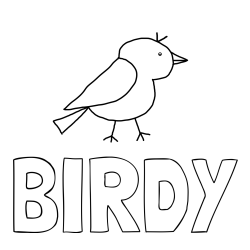 BIRDY Coloring Page and Easy Coloring Page of a Cute Bird