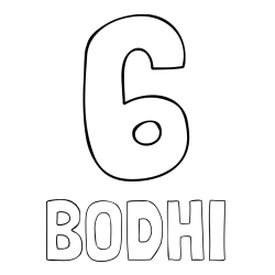 Online Created Coloring Page - BODHI Coloring Page and Coloring Page of Number Six (6)