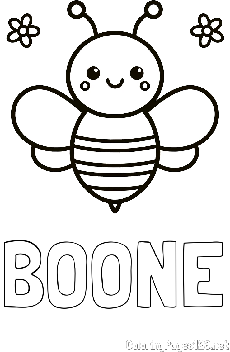 BOONE Coloring Page and Children's Bee Coloring Page