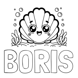 Online Created Coloring Page - BORIS Coloring Page and Smiling Seashell Coloring Page for Kids