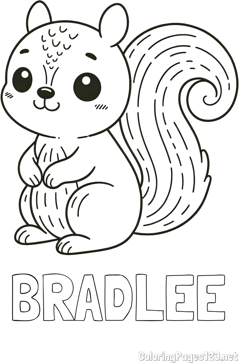 BRADLEE Coloring Page and Easy Coloring Page of a Cute Squirrel