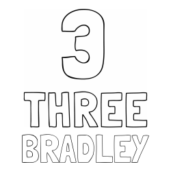 Online Created Coloring Page - BRADLEY Coloring Page and Coloring of the Number Three (3) with the Written Name