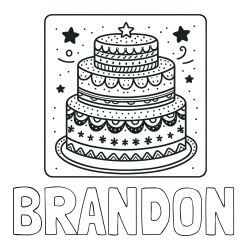 Online Created Coloring Page - BRANDON Coloring Page and Big Cake Coloring Page