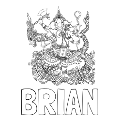 BRIAN Coloring Page and Abstract Elephant and Dragon Coloring Page