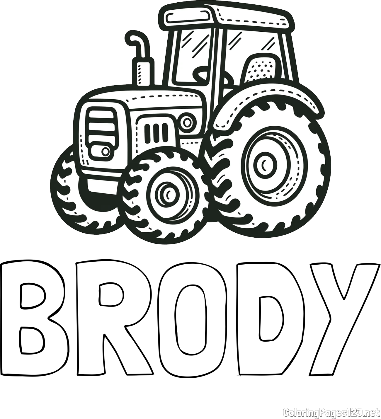 BRODY Coloring Page and Beautiful Tractor Coloring Page