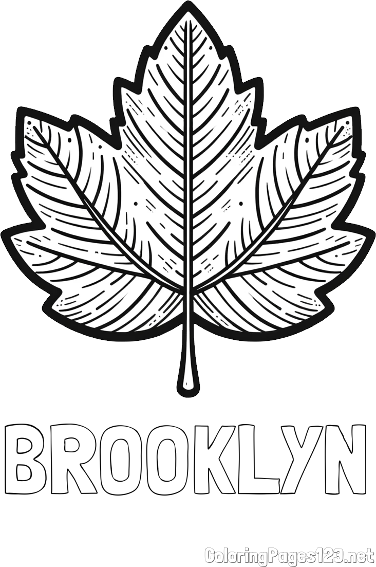 BROOKLYN Coloring Page and Autumn Leaf Coloring Page