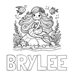 Online Created Coloring Page - BRYLEE Coloring Page and Coloring Page of a Cute Little Mermaid