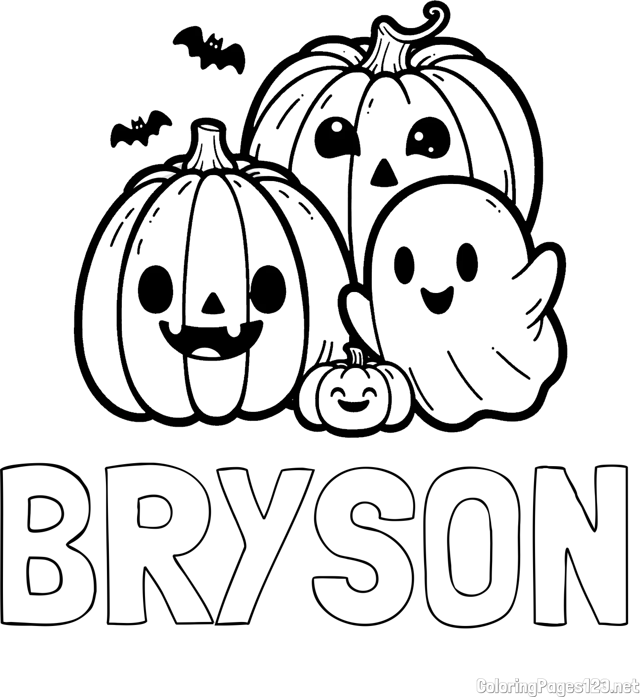 BRYSON Coloring Page and Halloween Pumpkin and Ghost Coloring Page