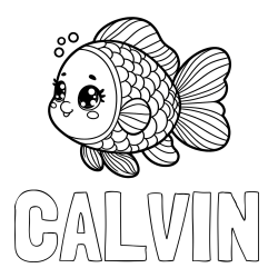 Online Created Coloring Page - CALVIN Coloring Page and Coloring Page of a Cute Fish